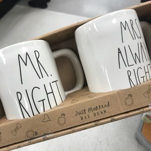 Rae Dunn Mug set Mr. Right Mrs. Always Right